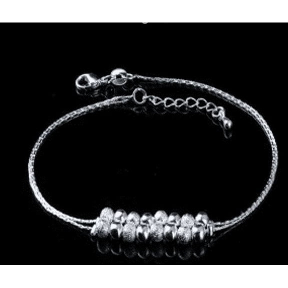 Ball Bead Anklet in 14k White Gold Plated
