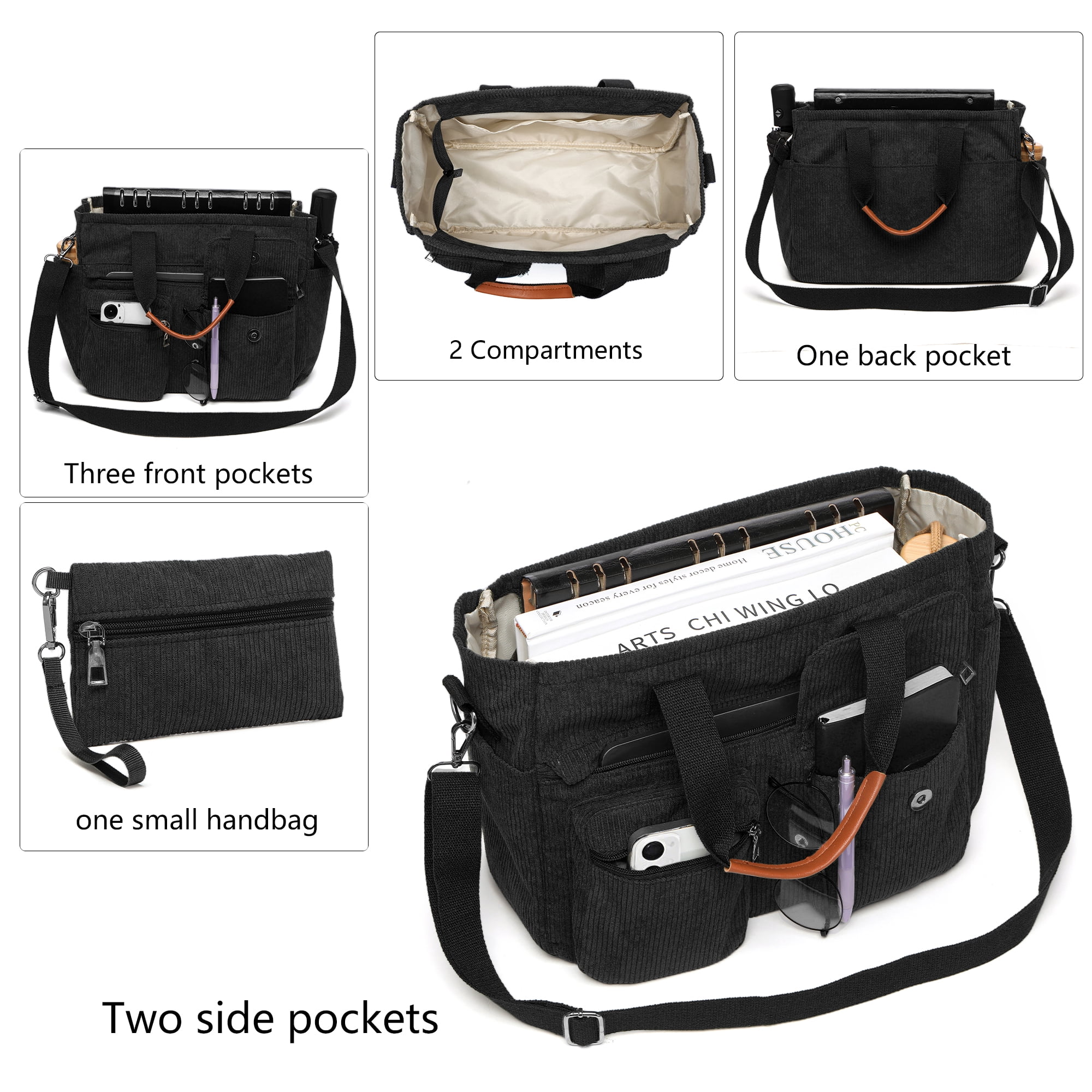 2-Piece Women's Corduroy Bag Set: Stylish Laptop Tote + Multi-Functional Crossbody Bag – Large-Capacity Work/Travel/Gym Bag