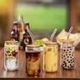thumbnail image 4 of Drinking Glasses with Bamboo Lids and Glass Straw 4pcs Set, 4 of 7