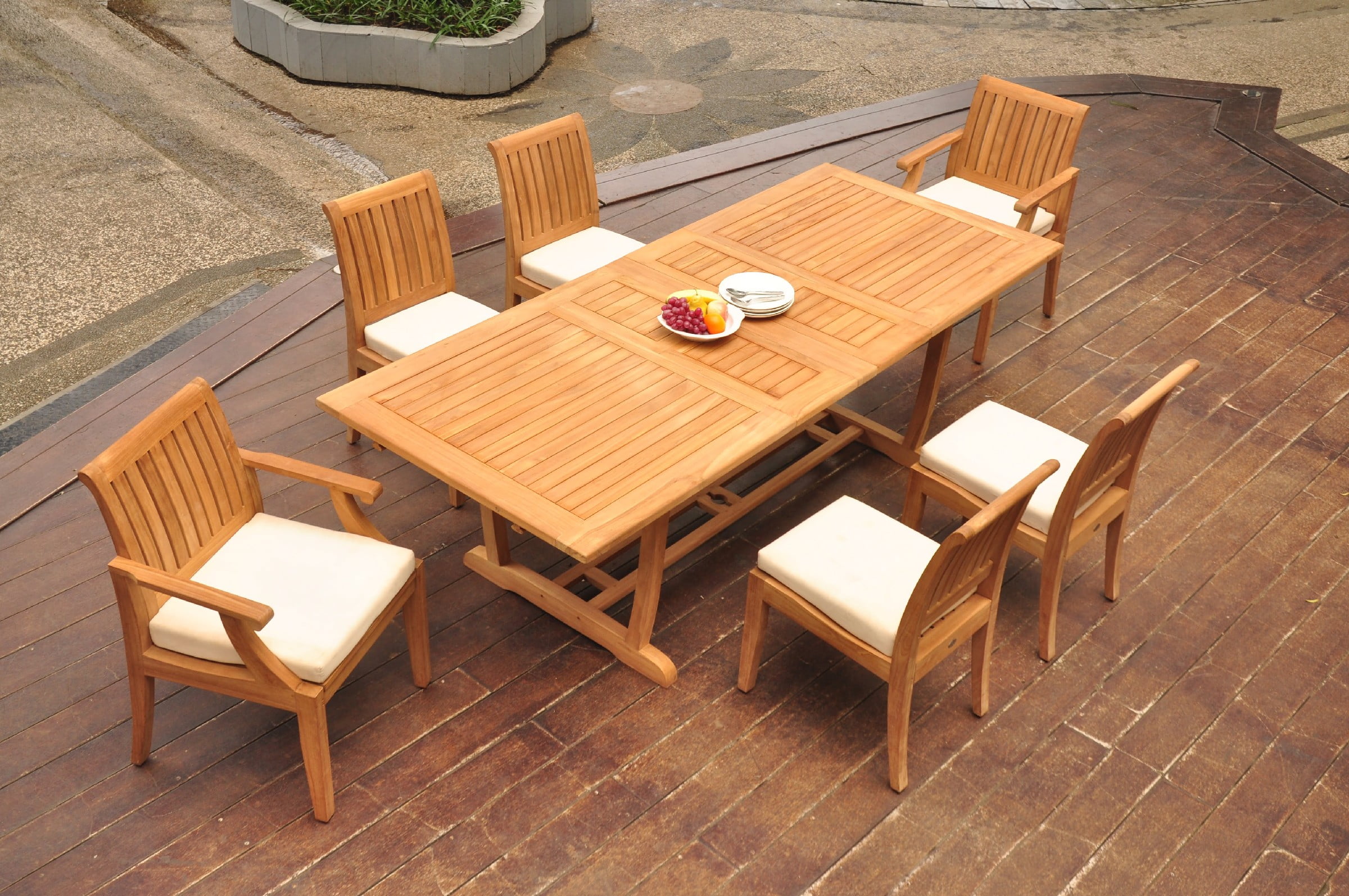Grade A Teak Dining Set 6 Seater 7 Pc 94 Double Extension Mas 