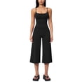 thumbnail image 2 of IBTOM CASTLE Workout Sets for Women Two Piece Halter Sports Bra Matching Wide Leg Capri Pants Gym Work Yoga Pilates Outfits Black, 2 of 7