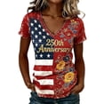 thumbnail image 3 of HCYSFG Patriotic Shirts for Women USA Flag 250th Anniversary T Shirt Crewneck Graphic Tee Summer Tops for Women 4th of July Independence Day Shirt, 3 of 5