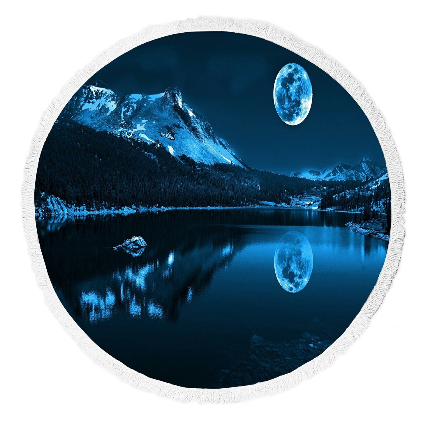 ZKGK Moonlight Scenery Round Beach Towel Beach Mats Beach Shawl Beach