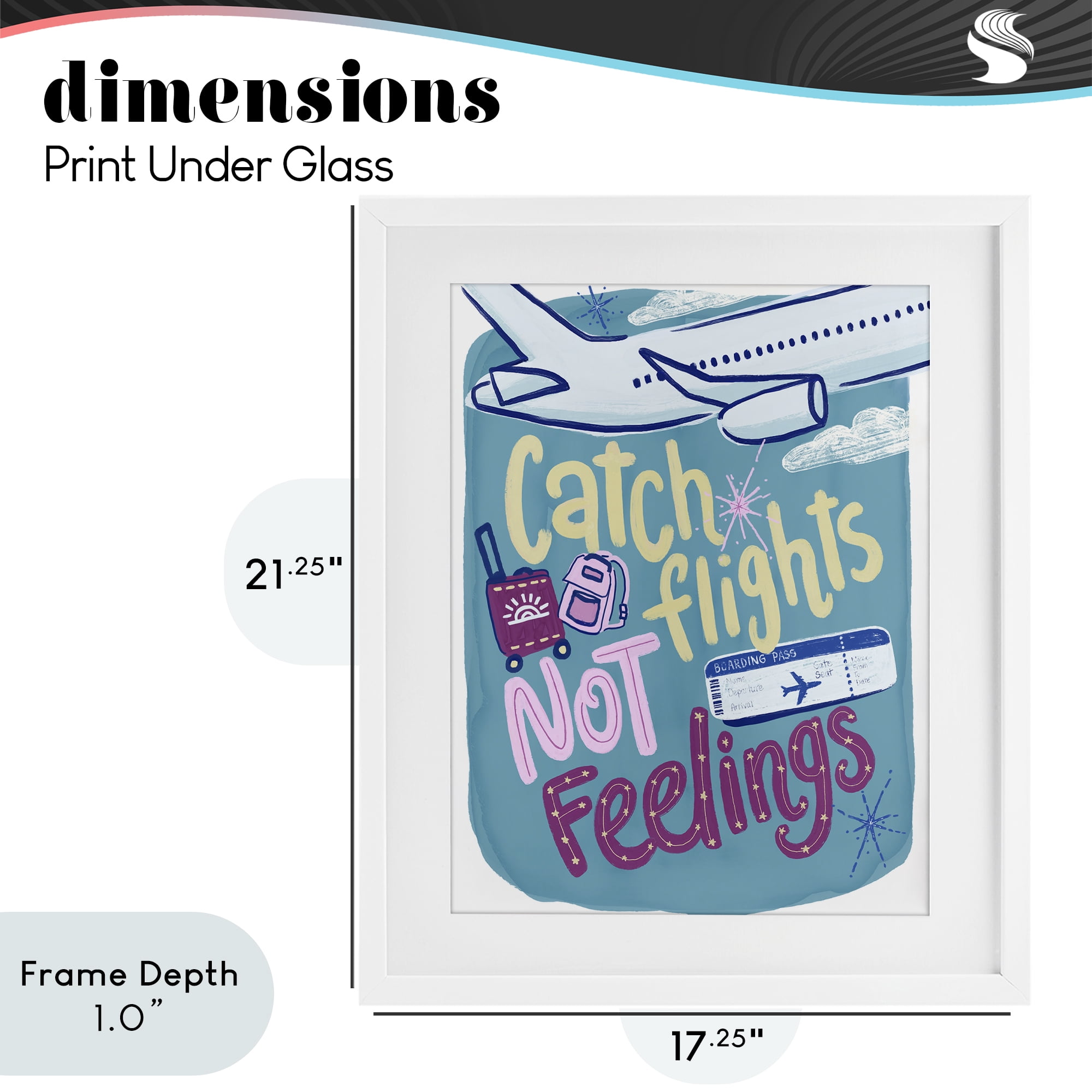 Stupell Industries Catch Flights Not Feelings White Framed Print Under Glass, design by Connie Summers