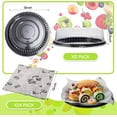thumbnail image 2 of Heavy Duty Plastic Serving Tray with Lid and Deli Wax Paper Sheets Sets Large Party Platters with Clear Lids Stackable Round Food Serving Trays, 2 of 4