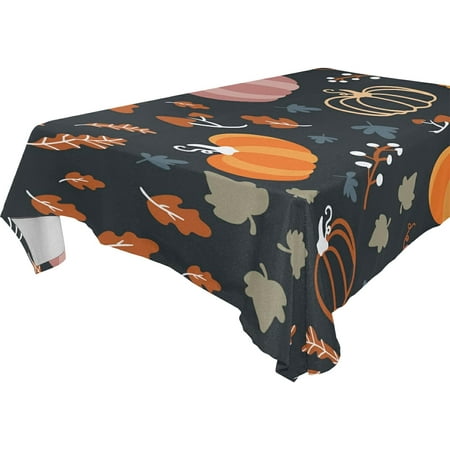 SKYSONIC Thanksgiving Pumpkin Tablecloth Waterproof Washable Polyester Square Table Cover Durable Tablecloth for Kitchen Dining Table Party Decor (60 X 60 Inch)