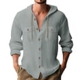 thumbnail image 2 of Chemise à Manches Longues pour Hommes Cardigan Décontracté de Vacances à Capuche, 2 of 6