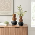 thumbnail image 4 of Milo Trinnet Three Tiered Stack Modern Two Tone Tabletop Vase - Black and Walnut - Large, 4 of 8