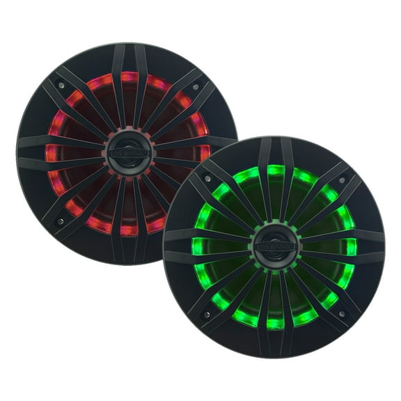 EnrockMarine EMRGB265B-V2 6.5" Black 2-Way 180W Marine-Grade Speakers Featuring Multi Color Illumination Options and Remote Control (Set of 2)