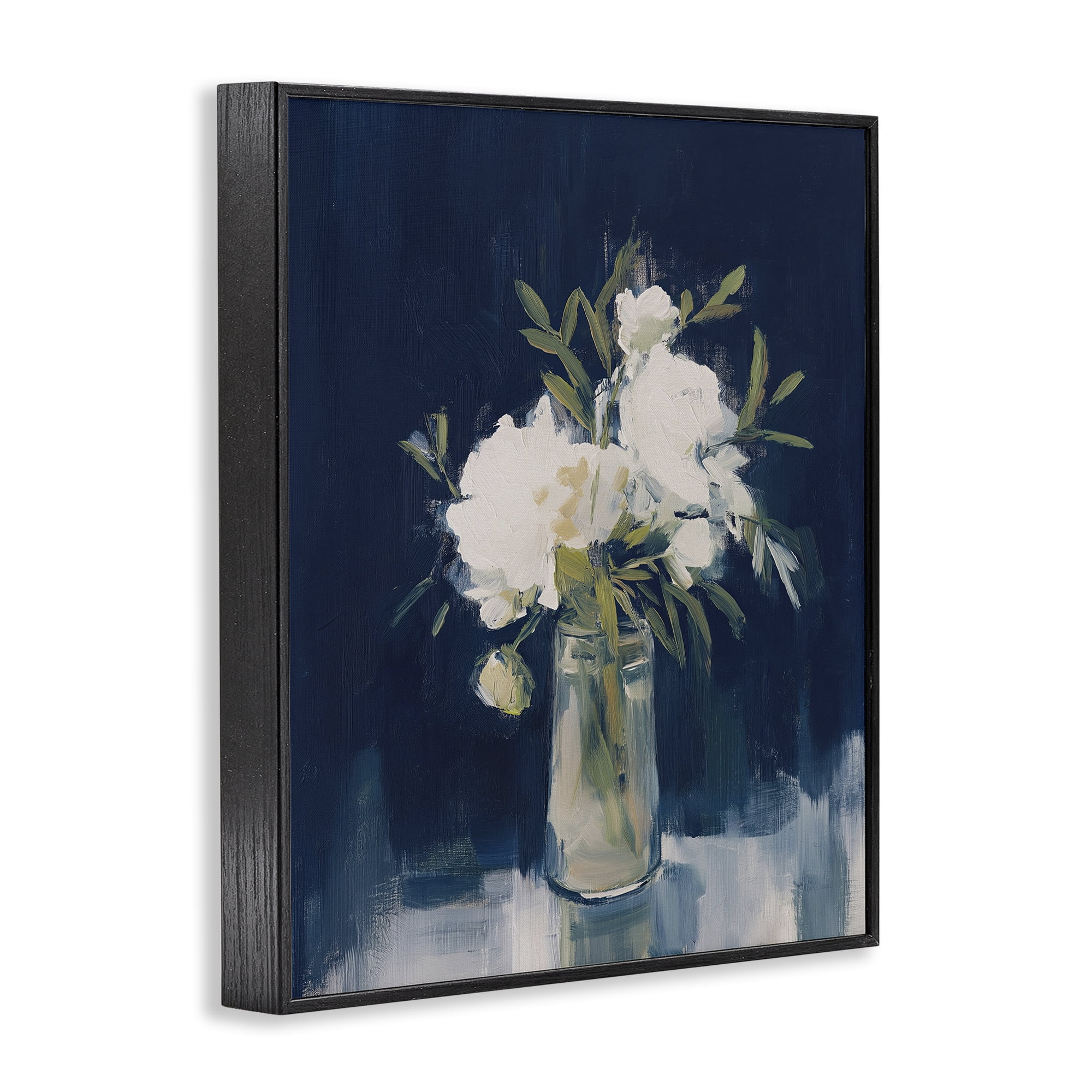 Stupell Industries Peonies On Blue Mirage Black Framed Giclee Art, design by Svetlana Aleynikova