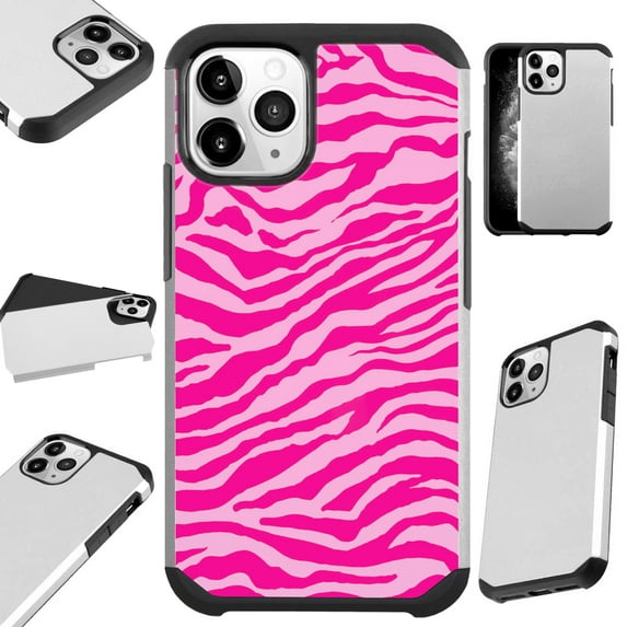 Compatible with iPhone 12 Pro Max Hybrid Fusion Guard Phone Case Cover (Light Pink Zebra Skin)