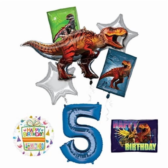 Mayflower Products Jurassic World Dinosaur 5th Birthday Party Supplies and Balloon Decorations
