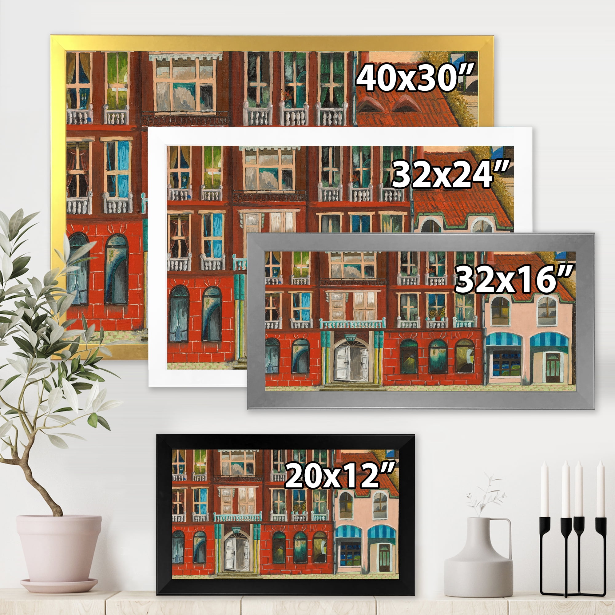 Designart 'Vintage Red Facade of Shop In Paris I' French Country Framed Art Print