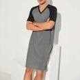 thumbnail image 3 of APEXFWDT Men's Big&Tall V-Neck Nightshirt Raglan Short Sleeve Sleepshirt Loose Fit Comfy Pajama Sleepwear,Gray, 3 of 6