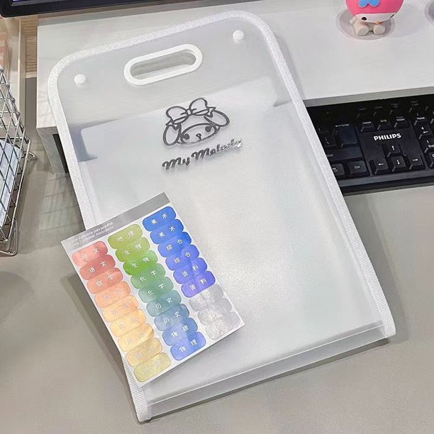 Sanrio Test Paper Storage a4 Vertical Edition Organ Bag High Color Value ins Style Cartoon Good-looking Student Multi-layer Portable Style