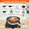 thumbnail image 2 of Electric Hot Plate for Cooking, 1000W Electric Burner with 5 Level Temperature Control, Portable Stove for Home Dorm Office Kitchen Camping Single Burner Stainless Steel Electric Cooktop, Black, 2 of 8