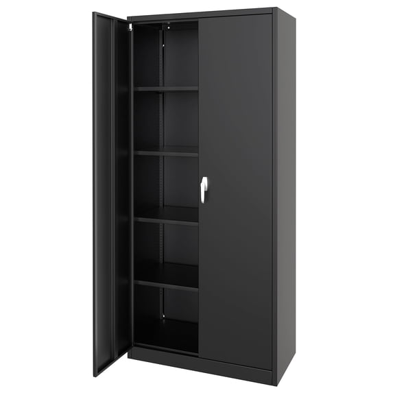 Metal Storage Cabinet with Lock,Steel Tool Cabinet with 4 Adjustable Shelves and 4 Adjustable Feet,for Home,Garage,Office,Shop 71" H