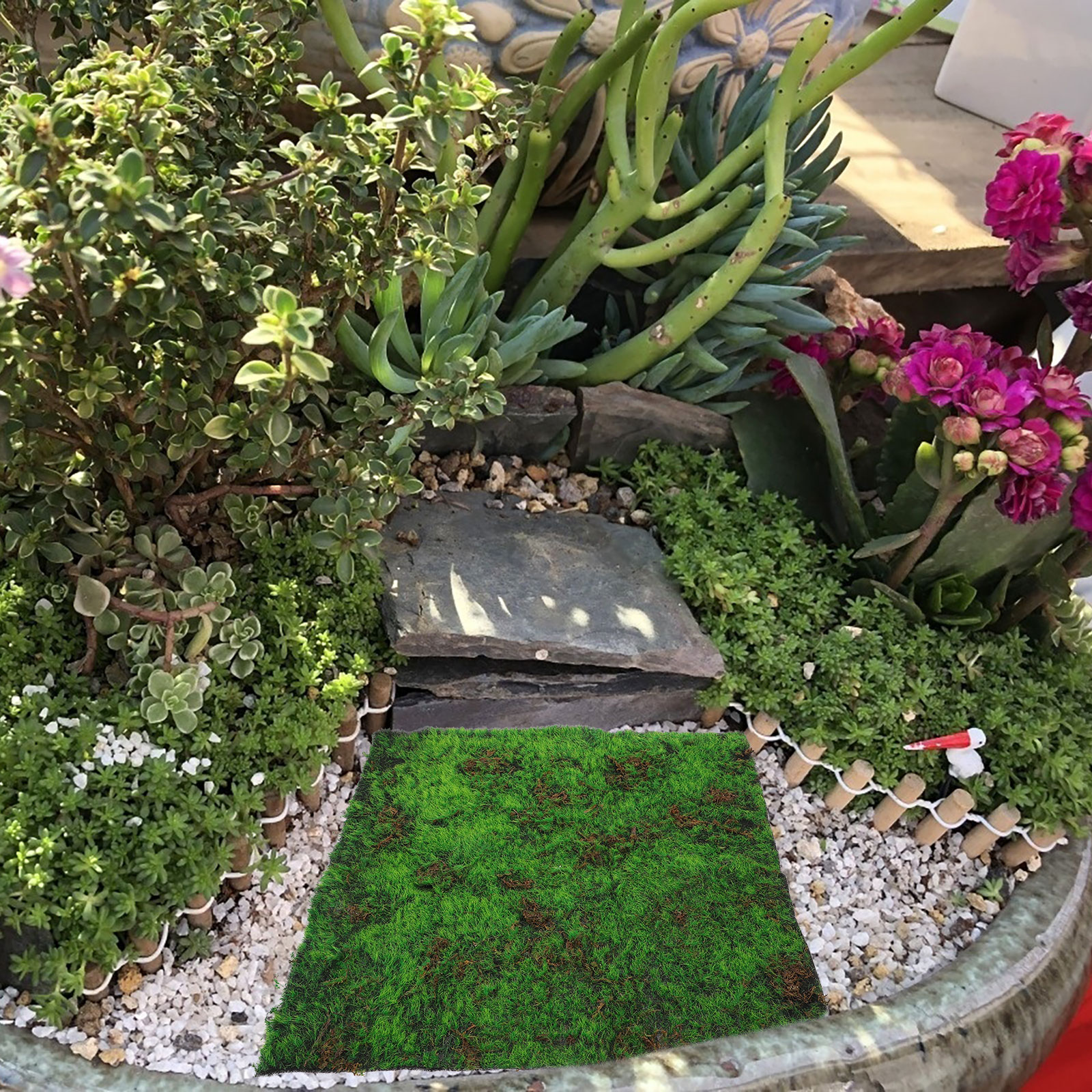 SOPOTUTU Artificial Moss Sheet Green Decorative Turf for Garden Micro Landscape
