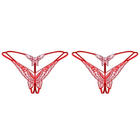 Wijhcboe 2 Pack Women Valentines Day Lingerie plus Size Sexy Sequin Embroidery Thong Sexy Lingerie Transparent Color Appeal Underwear Womens Christmas Lingerie Underpants Rhinestone Bra And