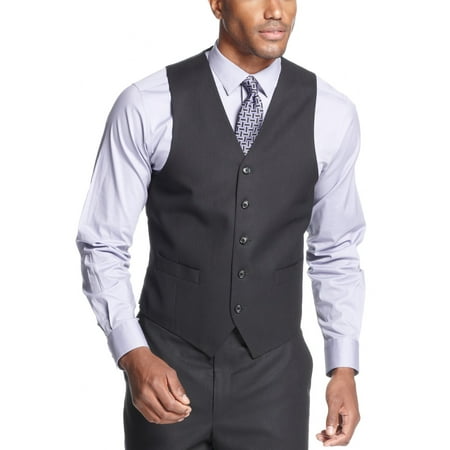 Classic Cowhide Vest - SEAN JOHN Black Tonal Stripe Vest 42 Short 42S Classic Fit Suit Separates