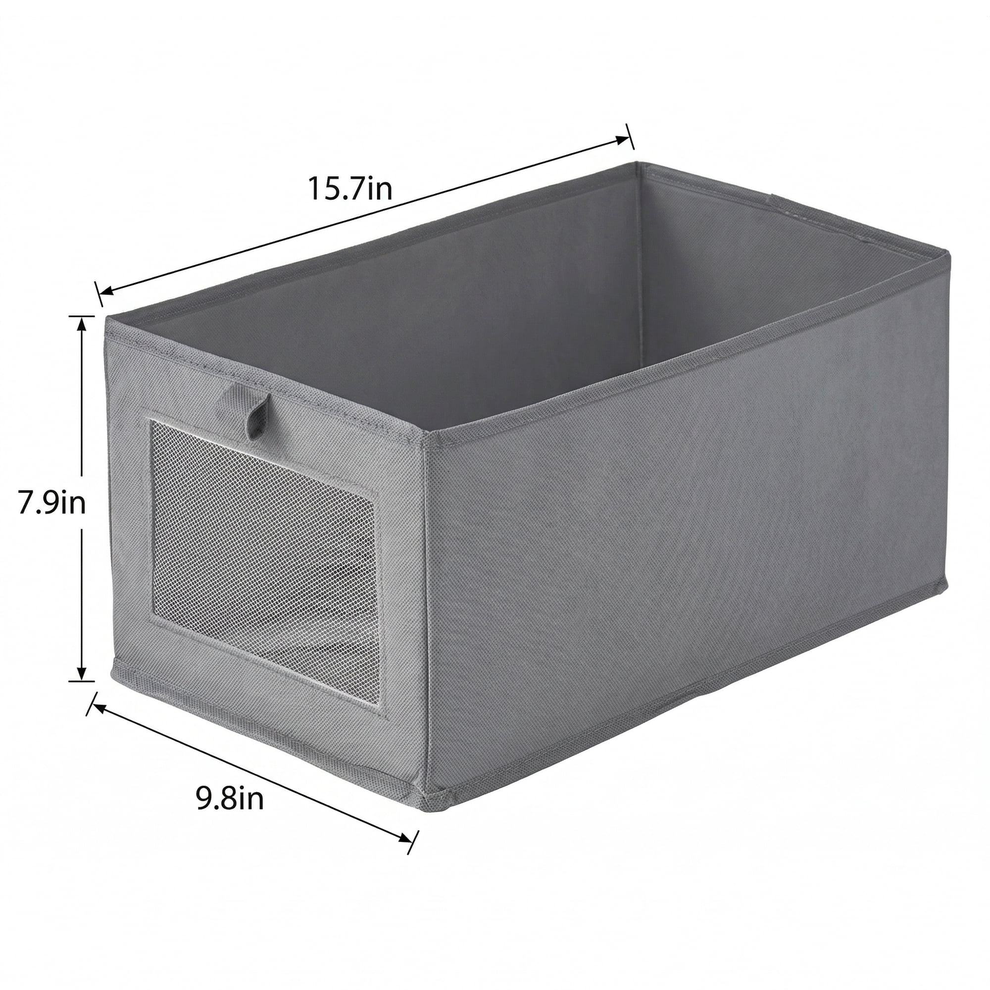Unique Bargains 3pcs Storage Cube Fabric Storage Bins Grey 15.7*9.8*7.9in