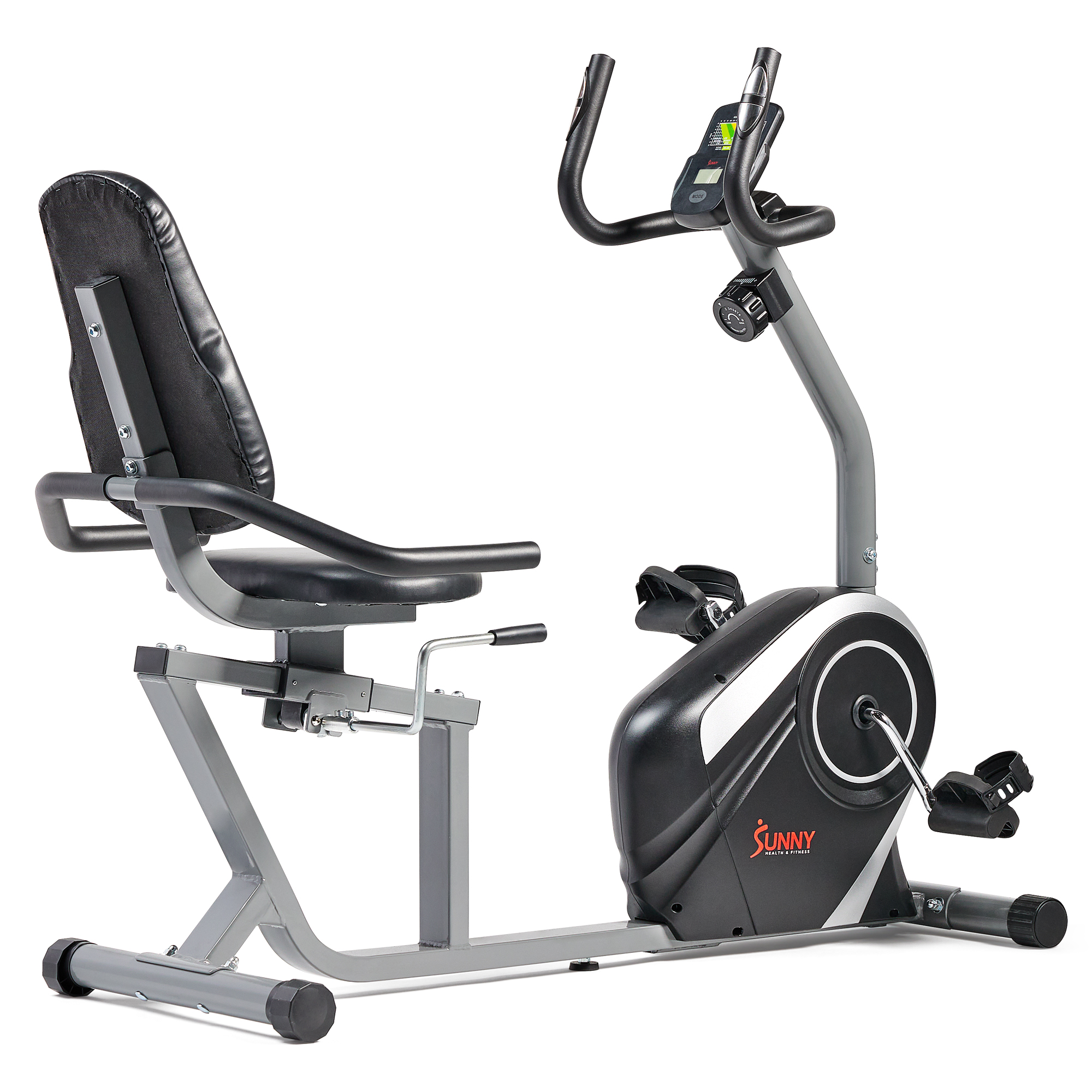Sunny Health & Fitness Magnetic Recumbent Bike Exercise Bike, 300lb Capacity, Easy Adjustable Seat, Monitor, Pulse Rate Monitoring - SF-RB4616S - image 3 of 5