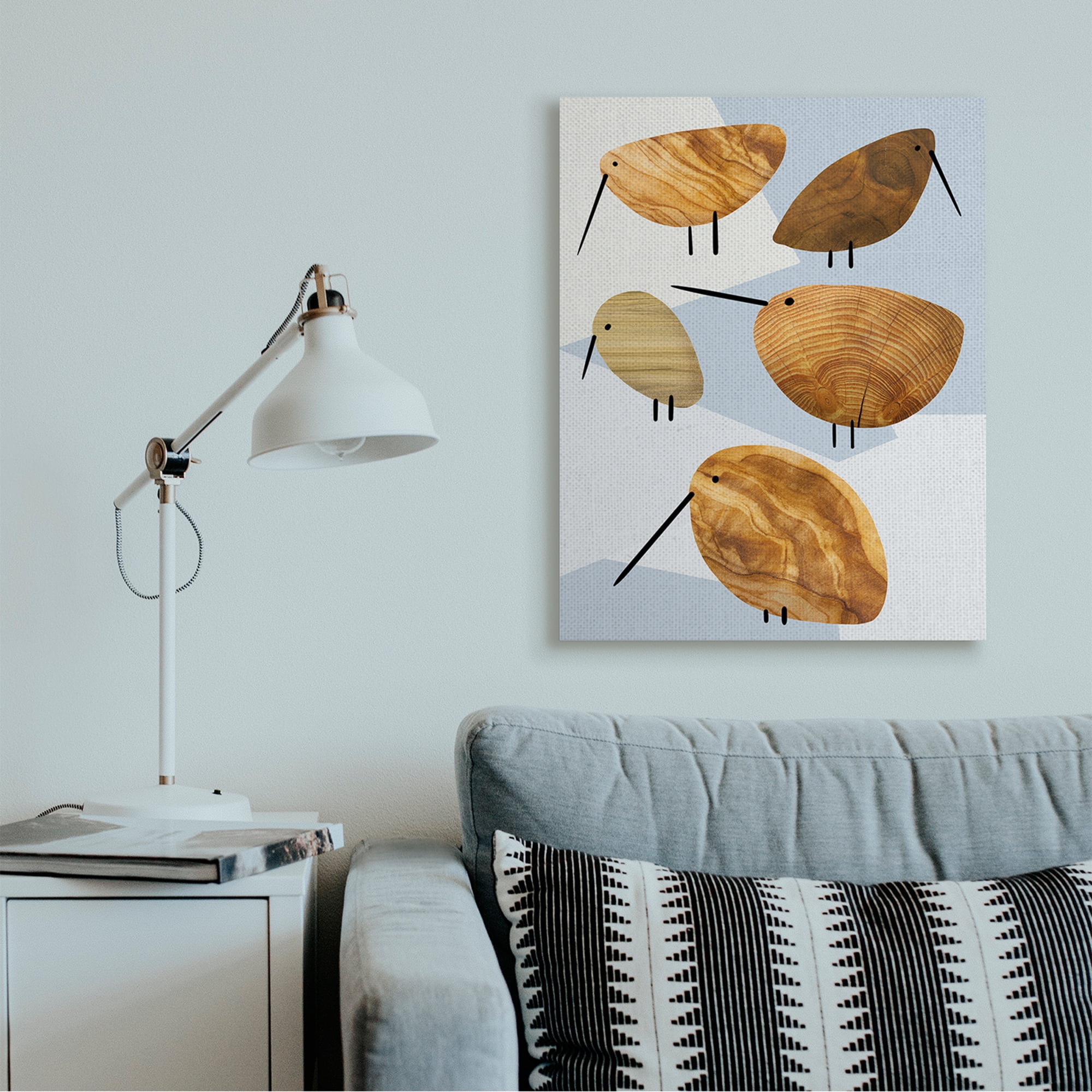 Stupell Industries Abstract Tree Pattern Birds Blue Geometric Shapes Canvas Wall Art by Daphne Polselli