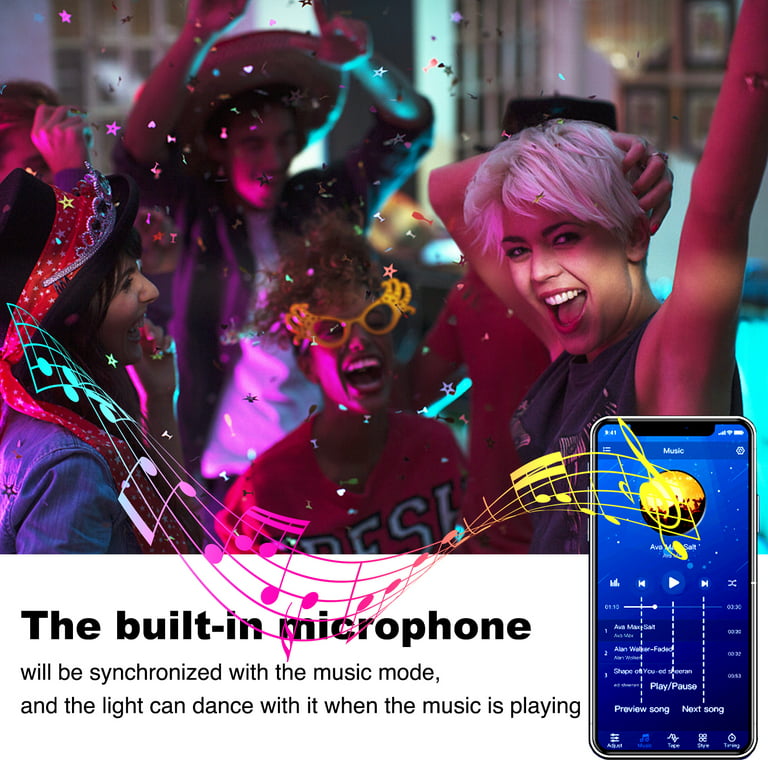 Rebirth 6m Led Strip [app Smart Control], Multicolor Flexible Bluetooth  5050 Rgb Led Strip, Music/voice Synchronization Color Changing Diy Tv,  Bedroom