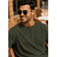 thumbnail image 2 of YeneSen Men's Cotton Stretch Short Sleeve Henley Shirt, Lightweight 4-Button Regular Fit Casual Summer Tee, 2 of 6