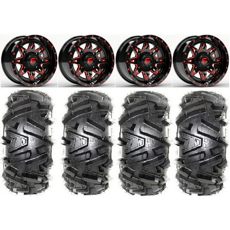 Fuel Lethal Red 14 Wheels 27 Moto MTC Tires Kawasaki Mule Pro FXT