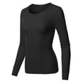thumbnail image 2 of FashionOutfit Women's Casual Solid Basic Crew Neck Long Sleeves Thermal Top, 2 of 3