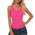 thumbnail image 2 of Tank Tops for Women Under $5 Women Casual Round Neck Solid Color Pullover Fitness Sports Sleeveless T Shirt Blouse Top Hot Pink S, 2 of 9