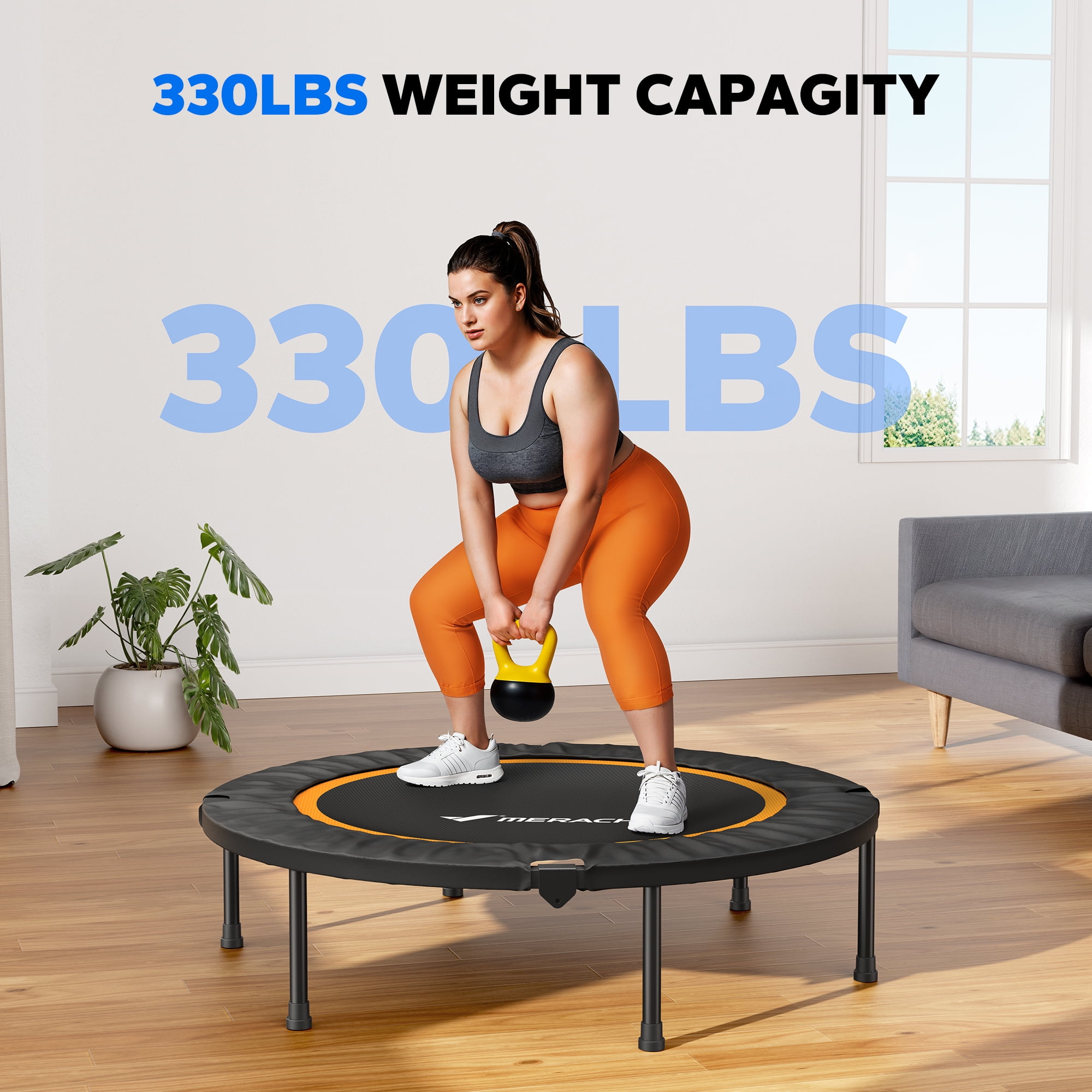 MERACH Mini Trampoline, 40 inch Foldable Trampoline for Kids & Adult, Exercise Rebounder, Round Small Trampoline Gift, 330lbs Capacity