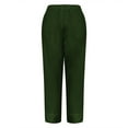 thumbnail image 5 of Women's Casual Pants Plus Size Pants For Women Linen High Elastic Waist Drawstring Ankle Pants Business Casual Pull On Pants With Pockets,Green Women's Casual Pants XXXL, 5 of 5