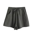 thumbnail image 5 of Aboser Womens Casual Gauze Shorts Summer Cotton Linen Shorts Cozy Elastic Drawstring Waist Mini Shorts Solid Color Wide Leg Shorts with Pockets, 5 of 7