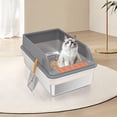 thumbnail image 6 of Stainless Steel Sifting Litter Box With Lid  Xl Extra Large Cat For Pine Pellets & Big Cats Metal Pellet Sifter Pan System Odor Control Liners Scoop, 6 of 7