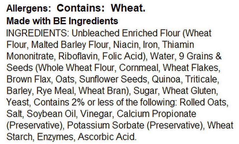 S. Rosen's 9 Grain Wheat Sliced Bread, 24 oz. Fresh Bread Loaf