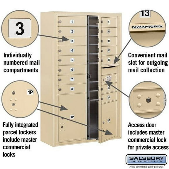 Salsbury Industries Surface Mounted 18 Door Front Load 4C Horizontal Mail Center