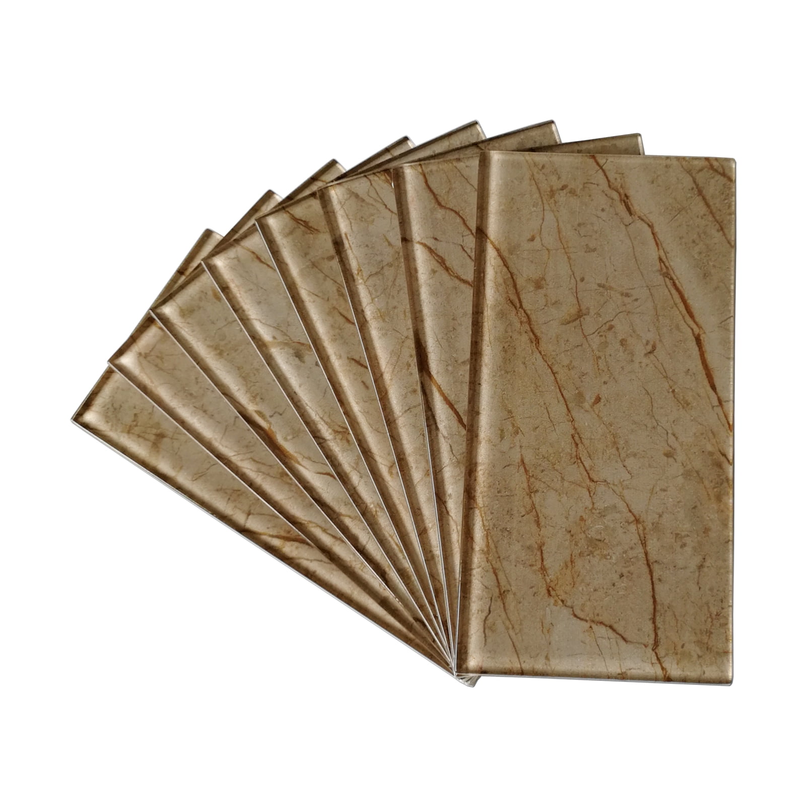 Art3d Brown Marble 3"x 6" Peel and Stick Glass Tiles for Kitchen Backsplash (32-Pack)