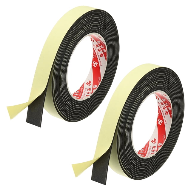Cinta de Sellado para Puertas de 3/4 Pulgada x 16.4 Pies, 2 Rollos de 2mm de Espesor, Cinta de Espuma Autoadhesiva para Aislamiento de Puertas y Ventanas, Negra