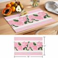 thumbnail image 6 of Valentine's Day Placemats Set of 2, Vintage Pink Roses Floral Green Leaf Pink Flower Stripes Non-Slip Place Mats Washable Table Mats for Kitchen Dining Table Decorations Indoor/Outdoor, 6 of 9