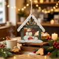 thumbnail image 4 of Christmas Wooden Santa Hanging Ornaments for Tree (String Included), Snowman Wood Decor, Party Table Tree Holiday Seasonal Display, House Style, 4 of 7