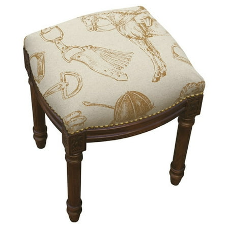 123 Creations Equestrian Linen Upholstered Vanity Stool