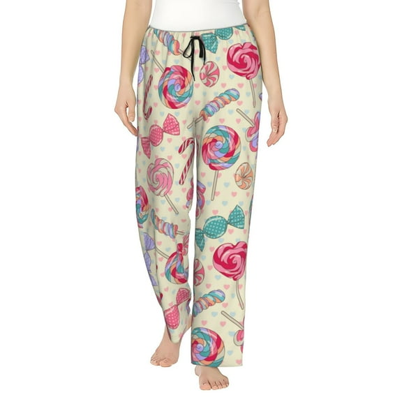 Lollipop Yellow Yummy Colorful Sweet Candy Women'S Pajama Pants Drawstring Pj Bottoms Pants With Pockets Large