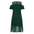 thumbnail image 7 of Brilliant Dresses for Women Clearance Clothes $5.00 Women's Casual Solid Color Plus Size Round-Neck Sexy Lace Short Sleeve Holiday Party/Green, 7 of 7