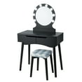 thumbnail image 1 of Patiojoy Ensemble de Coiffeuse avec Coiffeuse Éclairée, Miroir et Tiroirs, Noir, 1 of 8
