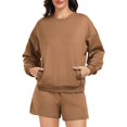 thumbnail image 3 of Pinspark Women's 2 Piece Matching Sets Long Sleeve Sweatshirts Sweatsuit 2024 Fall Trendy Tracksuit Travel Short Set, 3 of 5