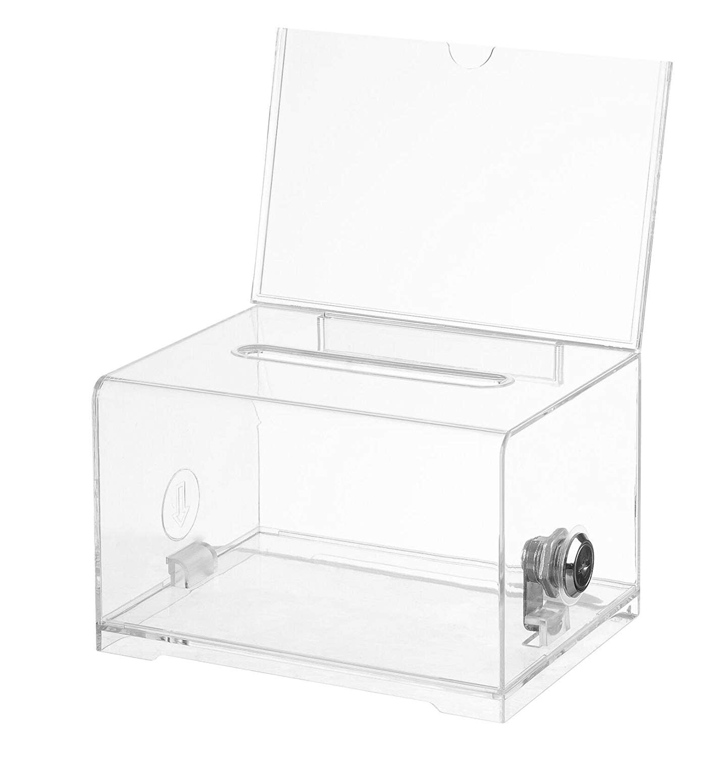 Yellow Acrylic Wall Donation Charity Box Suggestion Box With Lock And 2 Keys 01b