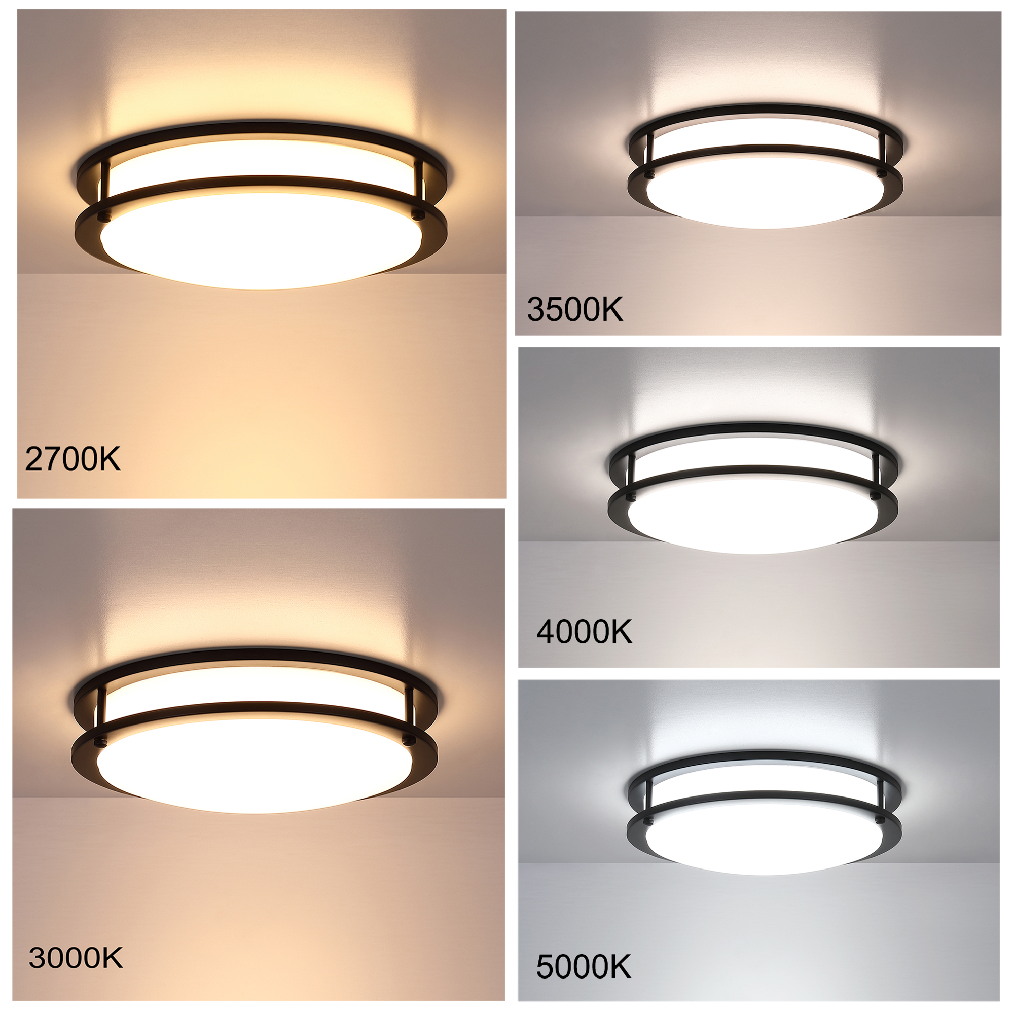 13 inch 23W LED Ceiling Light Kitchen Light Fixture Flush Mount for Bathroom, Hallway, Bedroom, Living Room, Dimmable 2700K/3000K/3500K/4000K/5000K