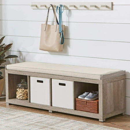 Better Homes & Gardens 4-Cube Storage Bench, Rustic Gray